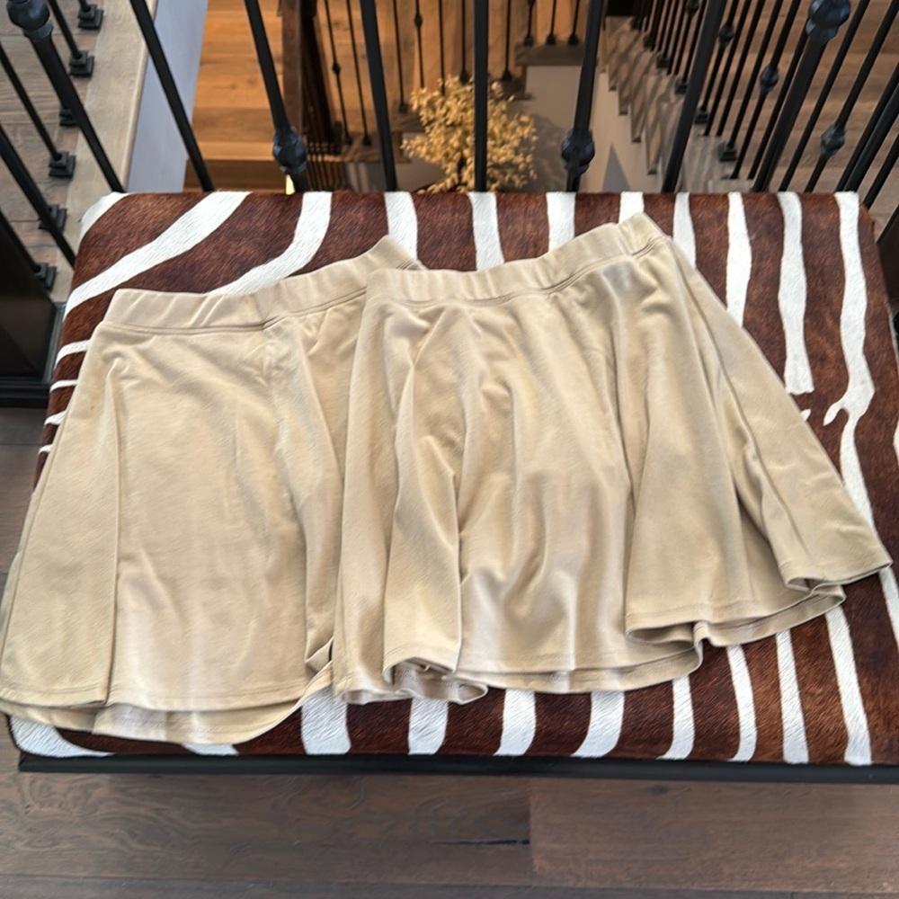 2 uniform skorts - tan